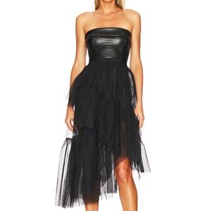 NBD Black Strapless Tulle Dress